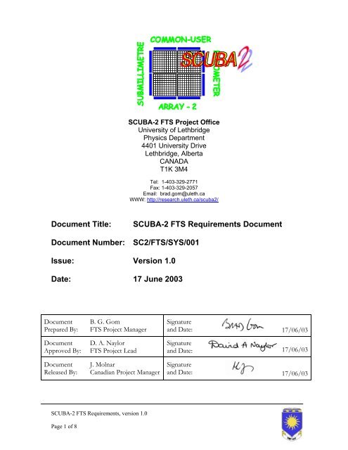 Requirements Document Template for the Polarimeter - JACH