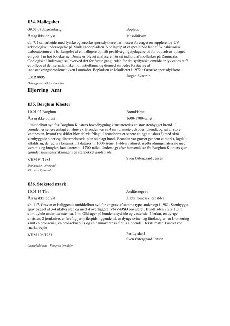 Katalog over udgravninger 1984 (PDF-format) - Kulturstyrelsen
