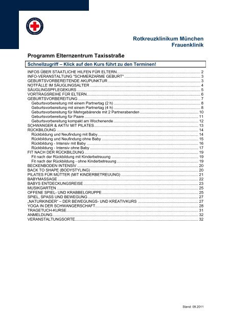 Rotkreuzklinikum MÃ¼nchen Frauenklinik Programm Elternzentrum ...