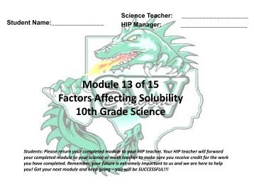 Module 13 of 15 Factors Affecting Solubility 10th Grade Science