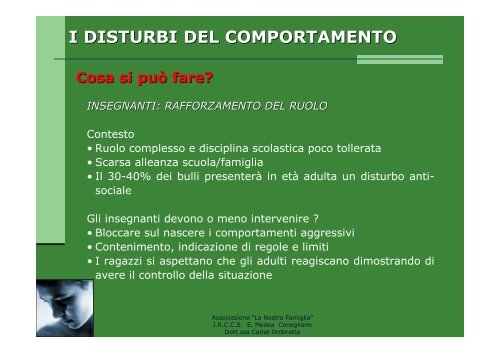 i disturbi del comportamento - La Nostra Famiglia