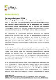 Medienmitteilung Crossmedia Award 2009 - Goldbach Group