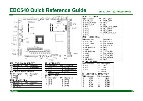 EBC540 Quick Reference Guide - Nexcom