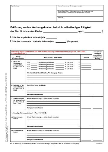 KG 7c, ErklÃ¤rung / Berechnung der Werbungskosten ... - rehmnetz.de