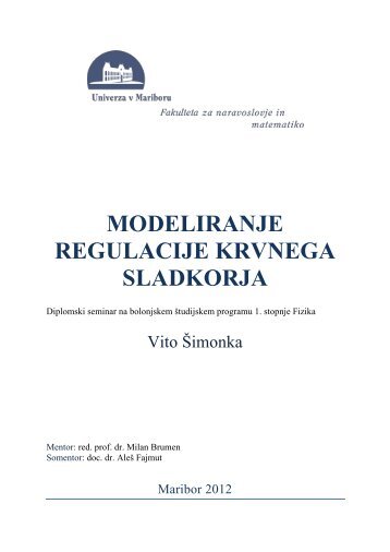 Modeliranje regulacije krvnega sladkorja - Oddelek za fiziko ...