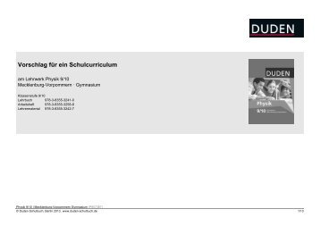 Vorschlag für ein Schulcurriculum