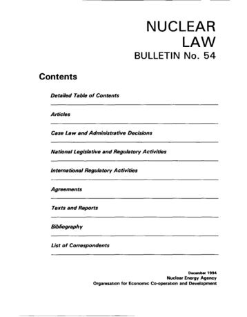 Nuclear Law Bulletin No. 54 - OECD Nuclear Energy Agency