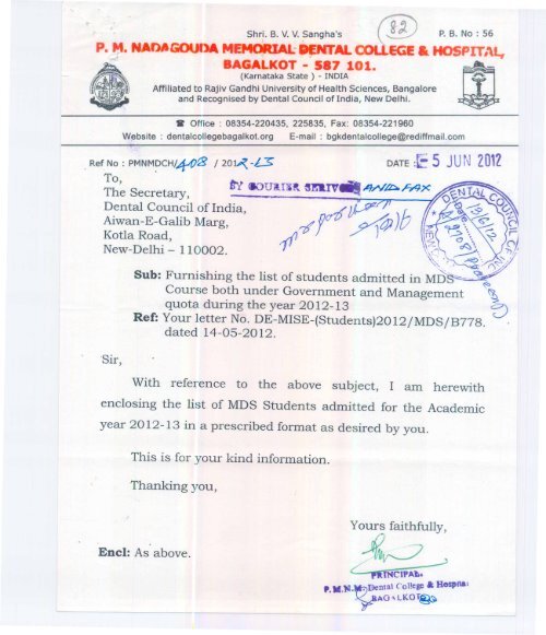 List Dental Council of India