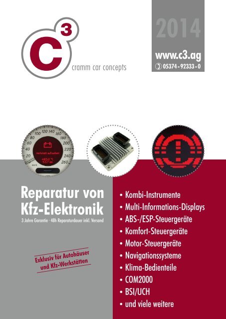 Reparatur von Kfz-Elektronik - Brandaktueller Katalog 2014 von c3-cramm car concepts GmbH