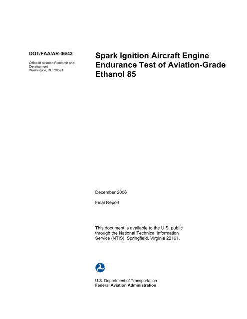 Spark Ignition Aircraft Engine Endurance Test of Aviation ... - FAA