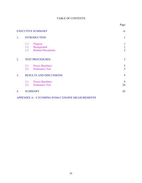 Spark Ignition Aircraft Engine Endurance Test of Aviation ... - FAA