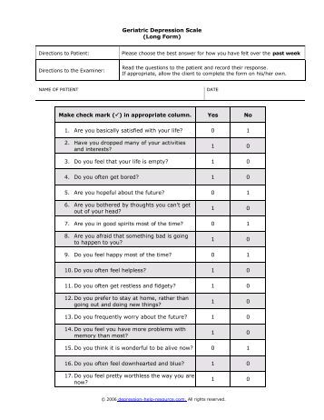 Geriatric Depression Scale Date - Medscape