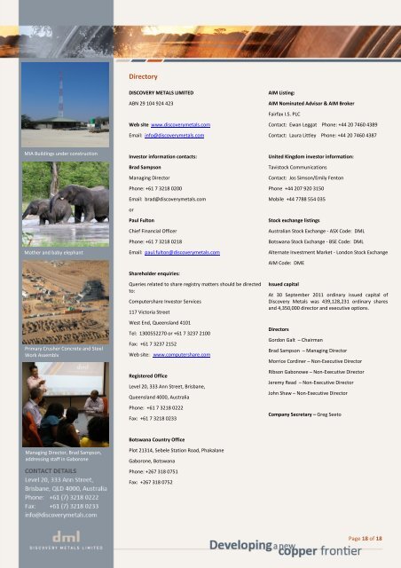 Quarterly Activities Report - 1 July to 30 September 2011 - Discovery ...