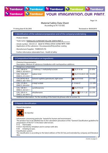 Download specifications - Tambour Paints