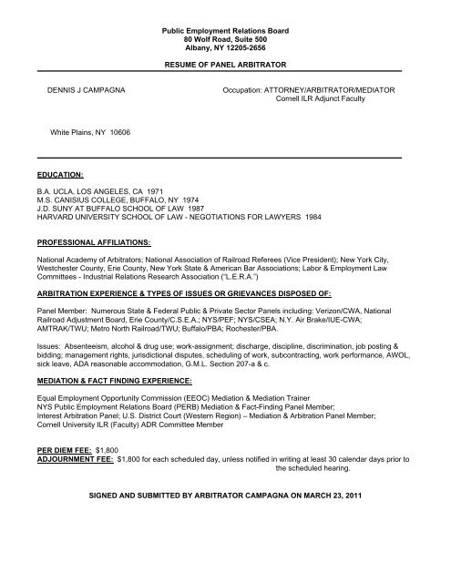 Dennis Campagna - NYS Public Employment Relations Board ...