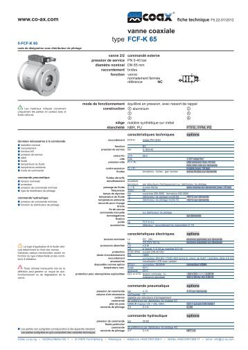 type vanne coaxiale FCF-K 65 - müller co-ax ag