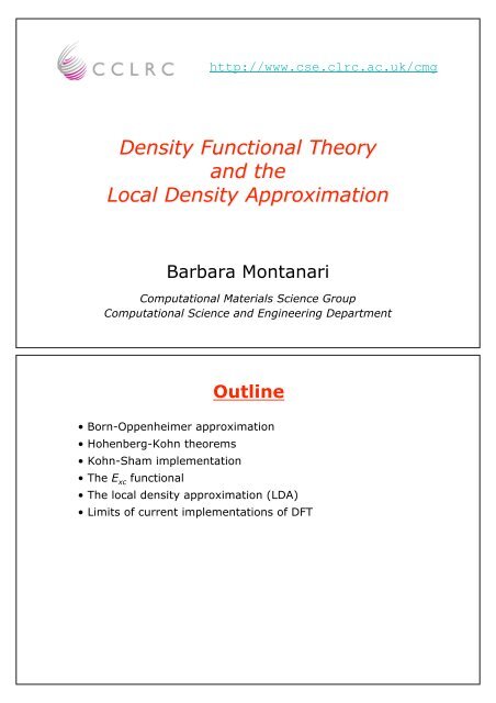 Density Functional Theory and the Local Density Approximation