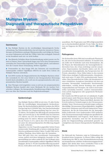Multiples Myelom: Diagnostik und therapeutische Perspektiven ...