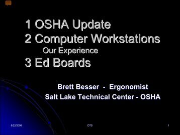 OSHA Update Computer Workstation Sucess Story - Brett Besser