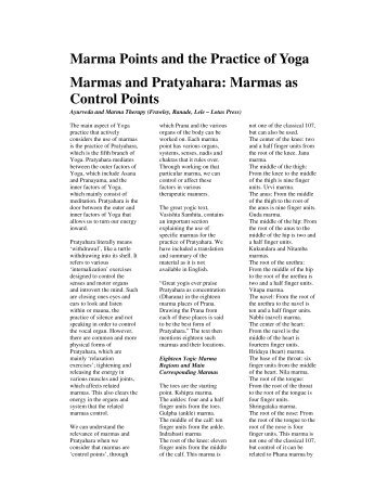 Marma Points and the Practice of Yoga Marmas and ... - Yoga in Asia