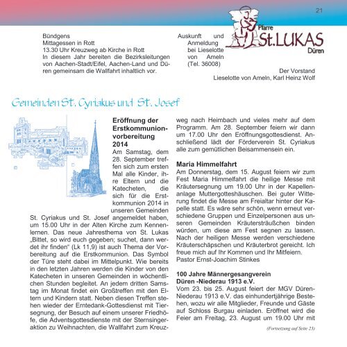 Pfarrbrief - St. Lukas