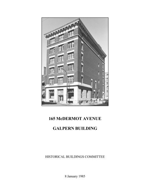 165 McDERMOT AVENUE GALPERN BUILDING - City of Winnipeg