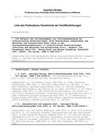 Joachim Gruber Liste des Publications /Verzeichnis der ...