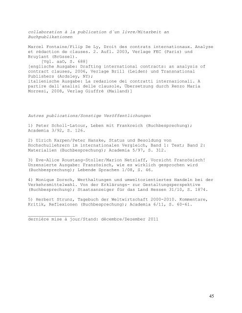 Joachim Gruber Liste des Publications /Verzeichnis der ...