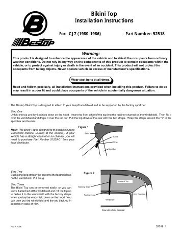 Bikini Top Installation Instructions - Bestop