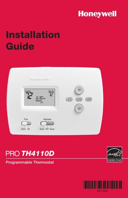 69-1849 - PRO 4110D Programmable Thermostat - Honeywell