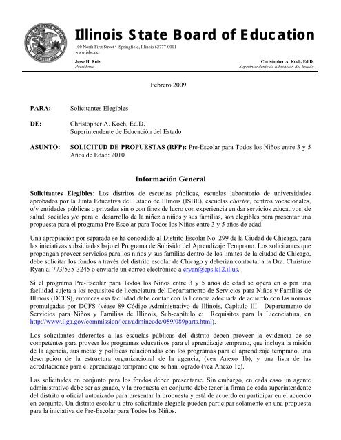 Solicitud De Propuestas Rfp Illinois State Board Of