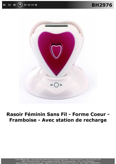 BH2976 Rasoir FÃ©minin Sans Fil - Forme Coeur ... - BOB HOME