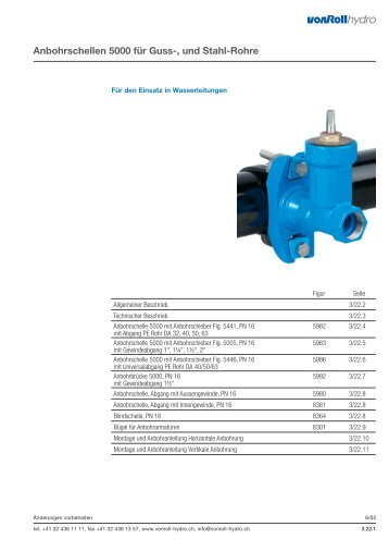 Anbohrschellen 5000 fÃ¼r Guss-, und Stahl-Rohre - vonRoll hydro