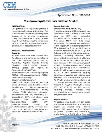 Racemization Studies - CEM Gmbh