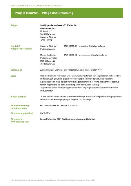 Sozialkompetenz - Jugendagenturen Karlsruhe