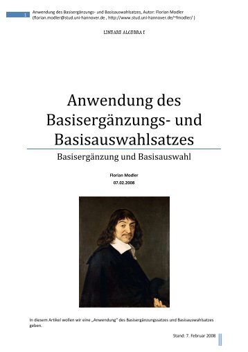 Anwendungen des BasisergÃ¤nzungs- und Basisauswahlsatzes