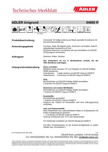 Technisches Merkblatt - ADLER - Lacke