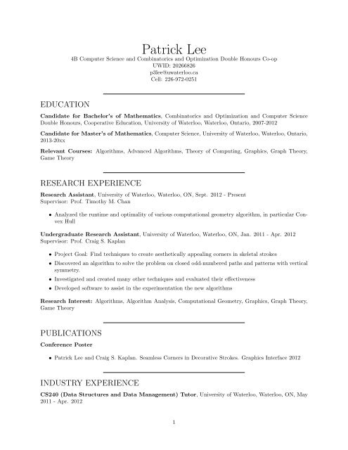 resume help uwaterloo