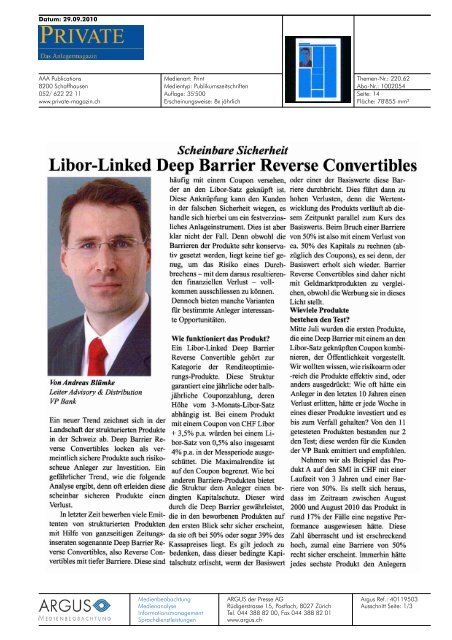 Libor-Linked Deep Barrier Reverse Convertibles