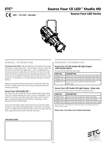 Source Four CE LED Studio HD Datasheet - ETC