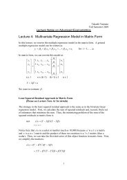 Lecture 4: Multivariate Regression Model in Matrix Form