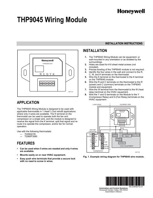 THP9045 Wiring Module - Honeywell ForwardThinking