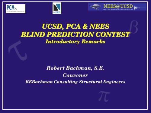 UCSD, PCA & NEES BLIND PREDICTION CONTEST