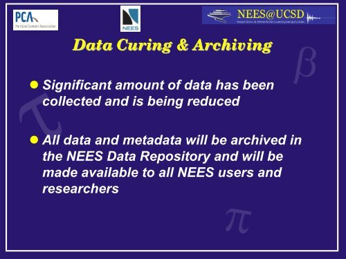 UCSD, PCA & NEES BLIND PREDICTION CONTEST