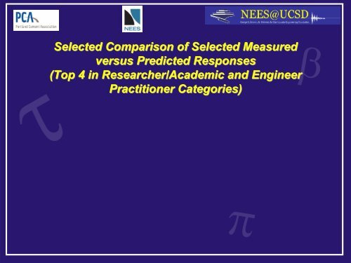 UCSD, PCA & NEES BLIND PREDICTION CONTEST