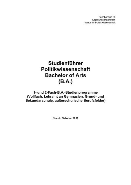 1 Allgemeine Hinweise - Institut fÃ¼r Politikwissenschaft - UniversitÃ¤t ...