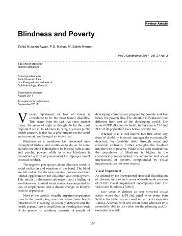 Blindness and Poverty - Pakistan Journal of Ophthalmology