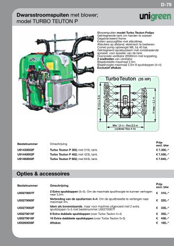 model TURBO TEUTON P opties & accessoires