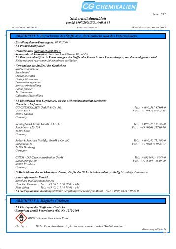 Sicherheitsdatenblatt - Reininghaus