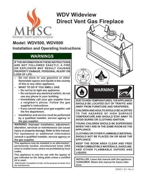 Manual - Unvented Gas Log Heater or Vented Decorative Appliance